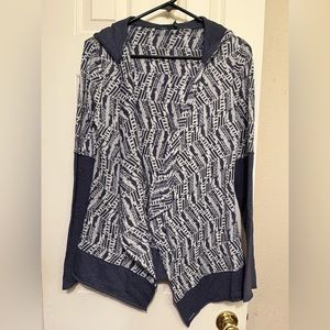 PrAna Graceful Wrap Organic Tribal Blue burnout Hoodie jacket Top Small